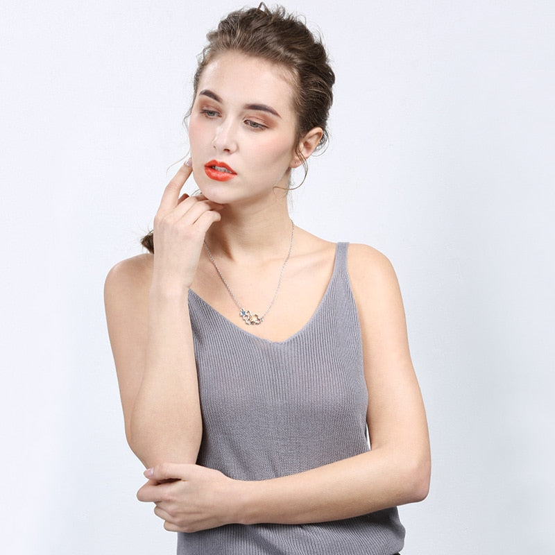 Silver Necklaces for Women Girl Heart Honeycomb Bee Animal Pendant Choker Necklace Jewelry