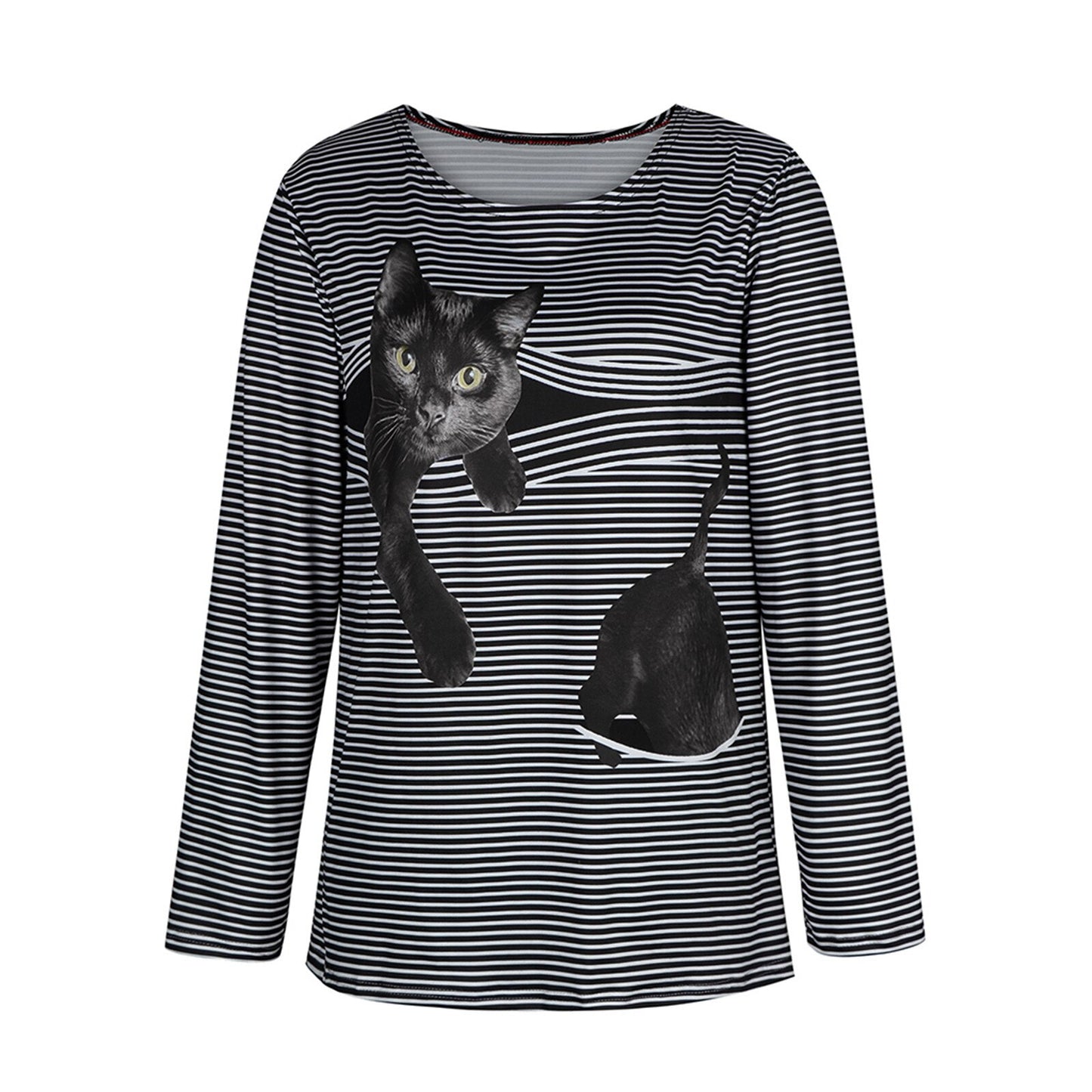 Vintage Shirts Casual Plus Size Women Blouse Long Sleeve 3d Animal Printed O-neck Tops