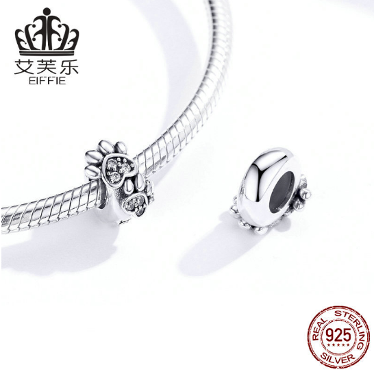 Original Beaded Animal Footprints Separated Beads DIY Bracelet Accessories Sterling Silver S925 Loose Bead Jewelry Accessories