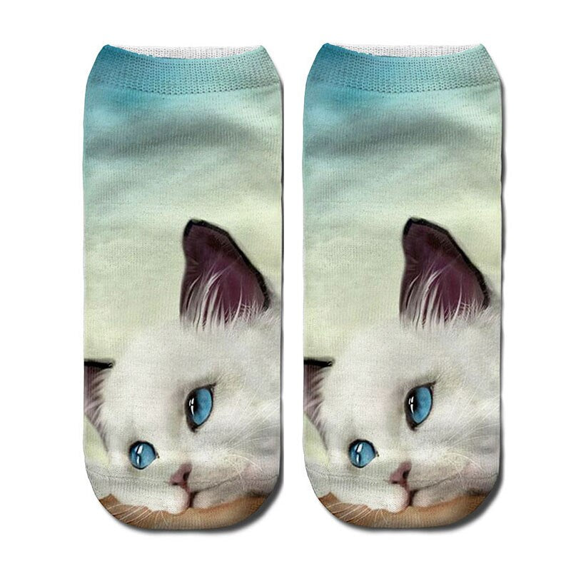 women's funny animal Cute 3D Print Socks Women Ankle Socks Unisex Socks Hot women Fashion Sox cartoon cat for female 5H1