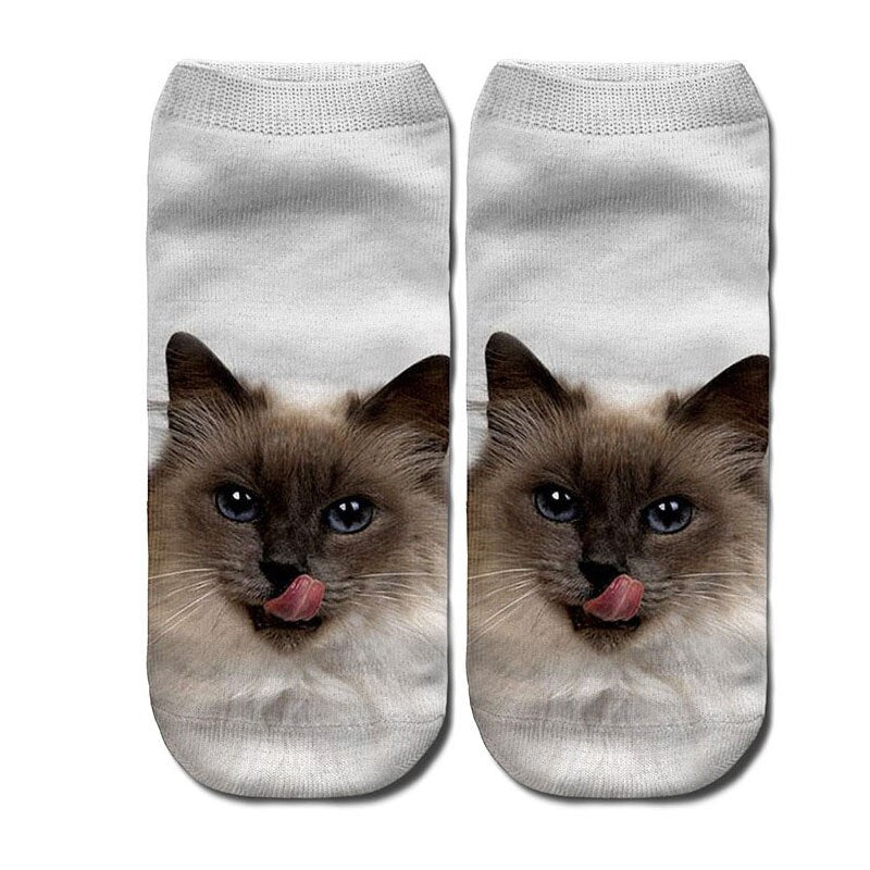 women's funny animal Cute 3D Print Socks Women Ankle Socks Unisex Socks Hot women Fashion Sox cartoon cat for female 5H1