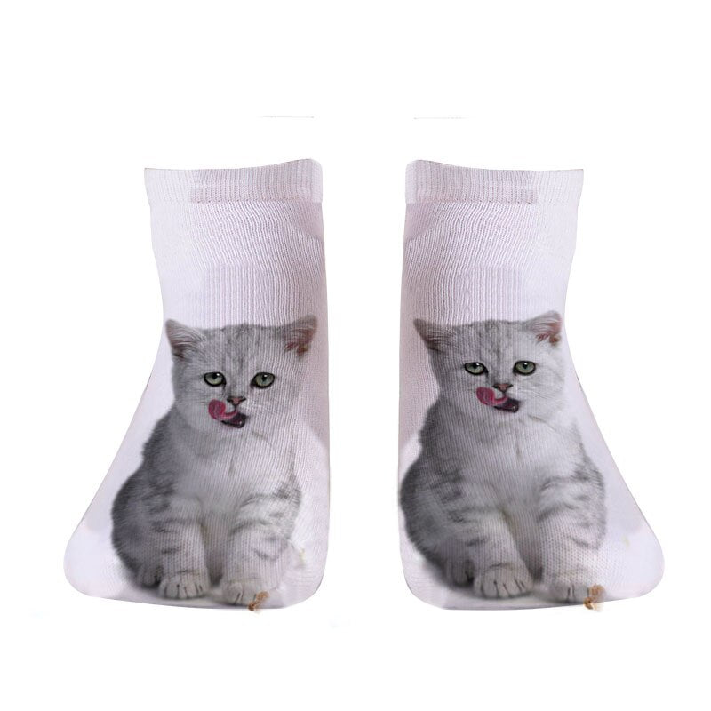 women's funny animal Cute 3D Print Socks Women Ankle Socks Unisex Socks Hot women Fashion Sox cartoon cat for female 5H1