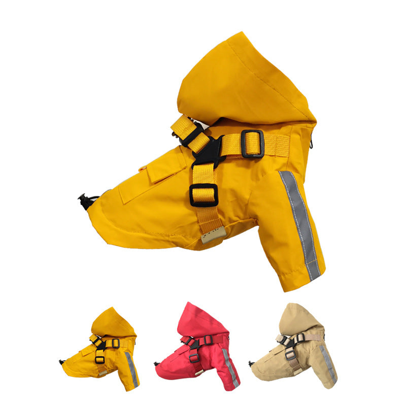 1AaB Pet Raincoat Dog All-Weather Raincoat Pu Outdoor Reflective Pet Poncho