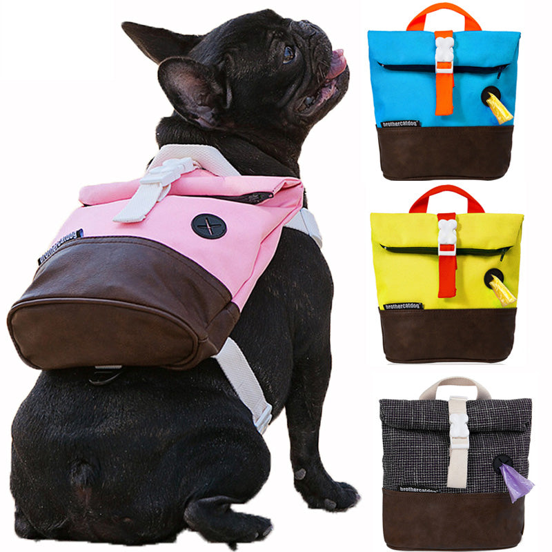 A Dog Harness Pet Puppy Backpack Breathable Adjustable Snack Bag Pet Puppy Harness Vest School Bag