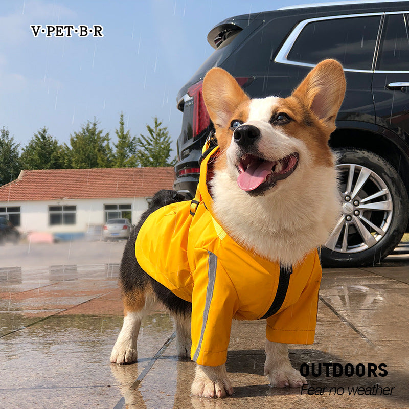 1AaB Pet Raincoat Dog All-Weather Raincoat Pu Outdoor Reflective Pet Poncho