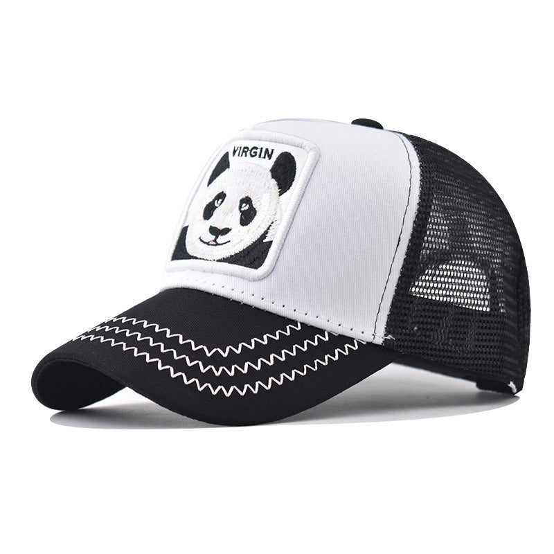 Thickened and hardened panda animal mesh cap embroidered baseball cap men and women personalized peaked cap