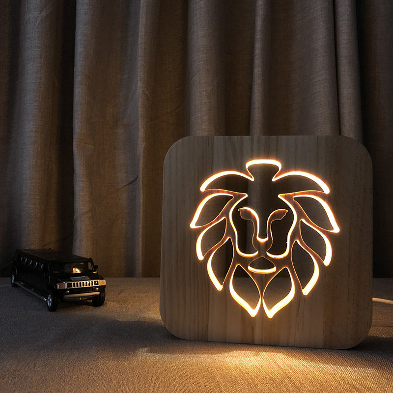 Wooden Dog Paw Cat Animal Night Light French Bulldog Luminaria 3D Lamp USB Powered Desk Lights
