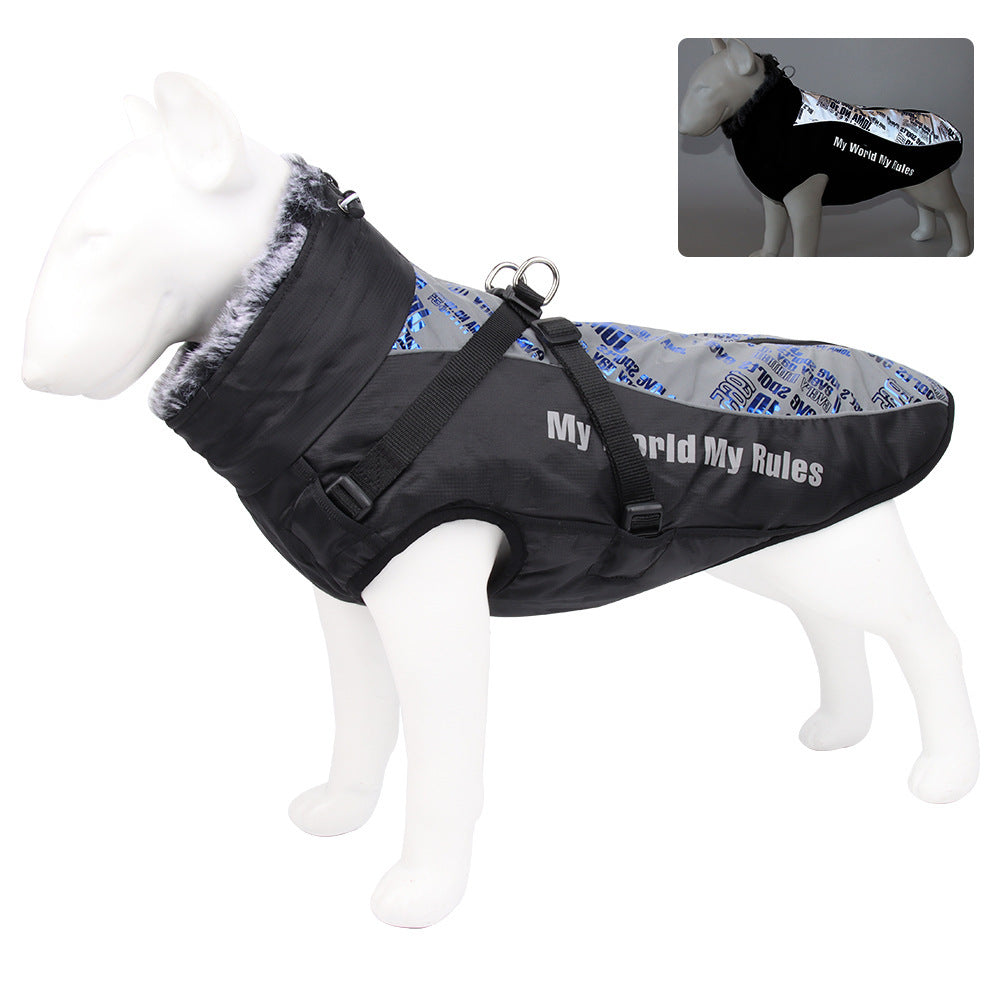 A B New Large Pet Clothes Warm Reflective Dog Clothes Thickened Dog Jackets Pet Cotton Coats
