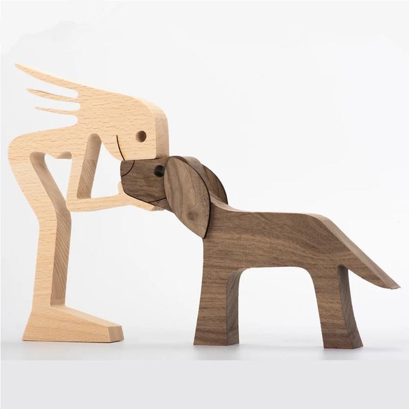 wooden dog and family member ornaments animal decorations creative desktop decoration custom children toys