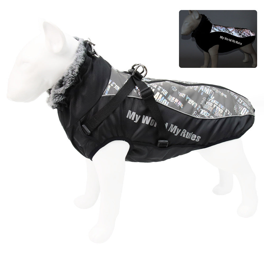 A B New Large Pet Clothes Warm Reflective Dog Clothes Thickened Dog Jackets Pet Cotton Coats
