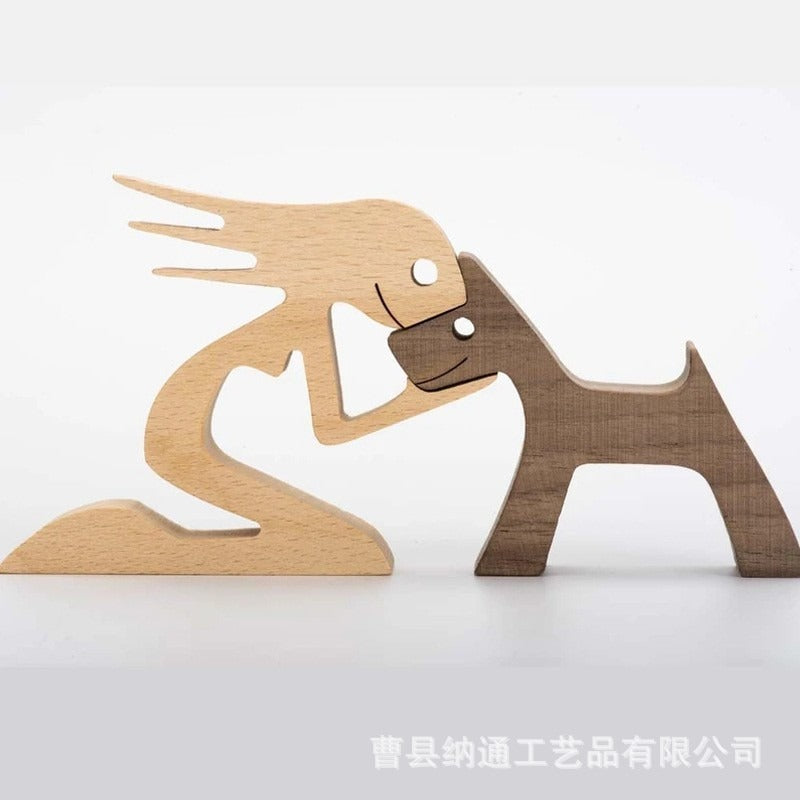 wooden dog and family member ornaments animal decorations creative desktop decoration custom children toys