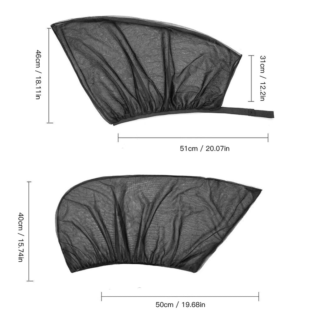 SALE 4pcs Car Front & Rear Side Window Sun Visor Shade Mesh Cover Sunshade insulation anti-mosquito Fabric Shield UV Protector