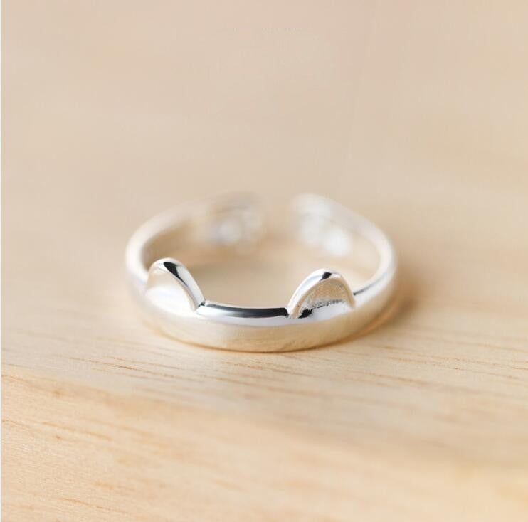 Shuangshuo Silver Plated Fashion Simple Jewelry Lovely Lucky Cat Ring Cute Animal Rings for Women Party Gifts
