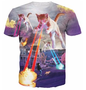 Kitten Invasion T-Shirt kittens overlords spreading fear destruction lasers animal Cat 3D print t shirt Unisex summer tee tops
