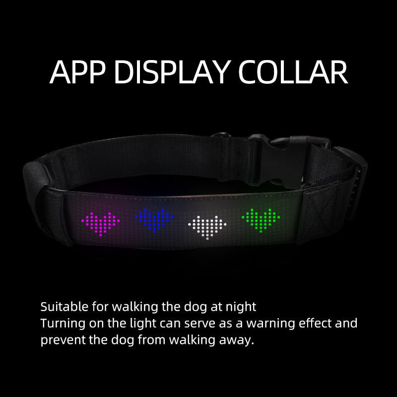 LED Light-Emitting Pet Collar Display Editable Rechargeable Traction Type Anti-Loss LED Pet Dog Display Collar