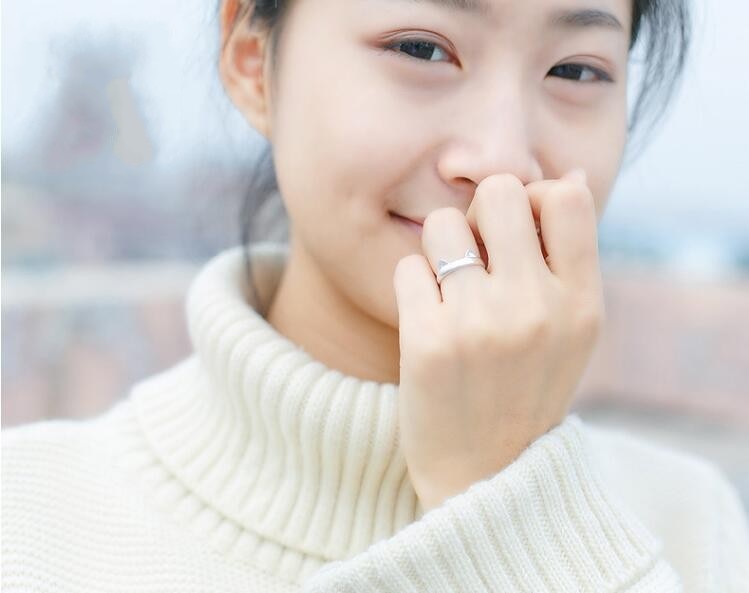 Shuangshuo Silver Plated Fashion Simple Jewelry Lovely Lucky Cat Ring Cute Animal Rings for Women Party Gifts