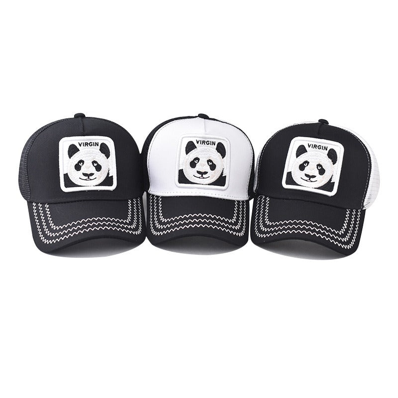 Thickened and hardened panda animal mesh cap embroidered baseball cap men and women personalized peaked cap
