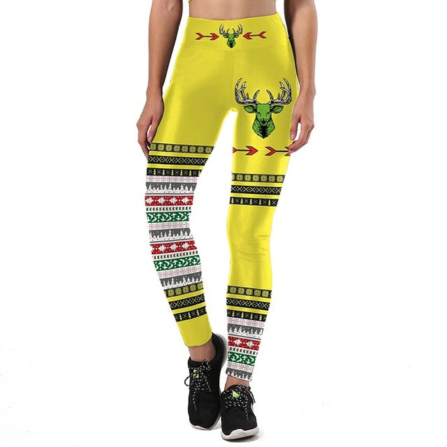 New Autumn Leggings Women Sporting Ugly Christmas Animal Sika Deer 3D Printed Legging High Waist Trousers Pants Leggins