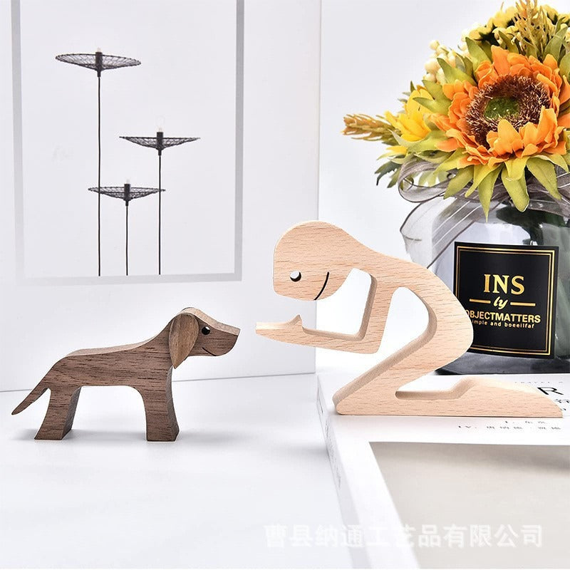 wooden dog and family member ornaments animal decorations creative desktop decoration custom children toys