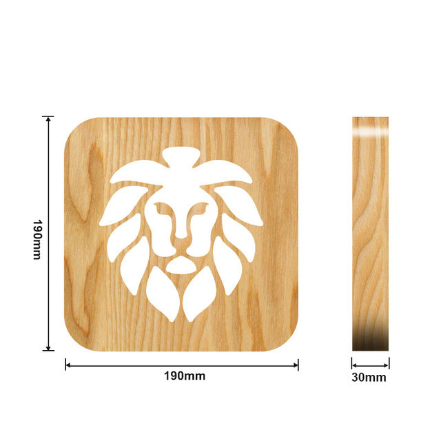 Wooden Dog Paw Cat Animal Night Light French Bulldog Luminaria 3D Lamp USB Powered Desk Lights