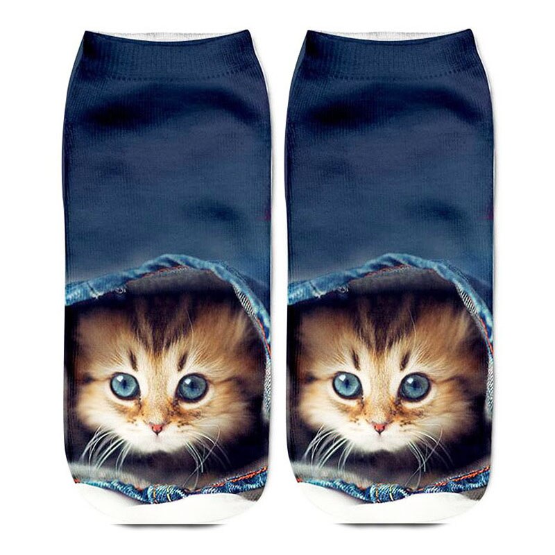 women's funny animal Cute 3D Print Socks Women Ankle Socks Unisex Socks Hot women Fashion Sox cartoon cat for female 5H1