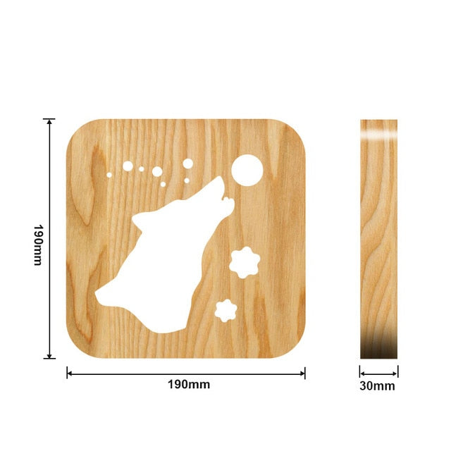 Wooden Dog Paw Cat Animal Night Light French Bulldog Luminaria 3D Lamp USB Powered Desk Lights