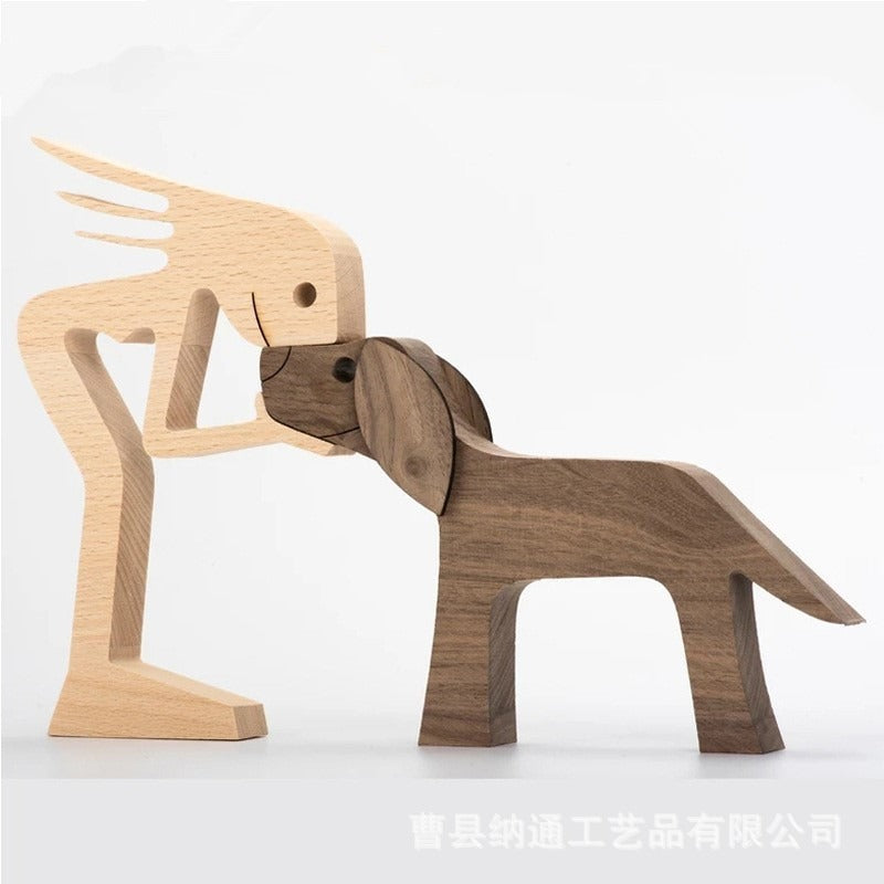 wooden dog and family member ornaments animal decorations creative desktop decoration custom children toys
