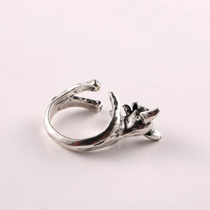 Vintage Chihuahua dog Ring Cute Animal Anel Retro Alloy Bulldog adjustable ings Anillos Mujer Men's Bijoux