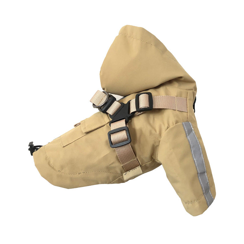1AaB Pet Raincoat Dog All-Weather Raincoat Pu Outdoor Reflective Pet Poncho