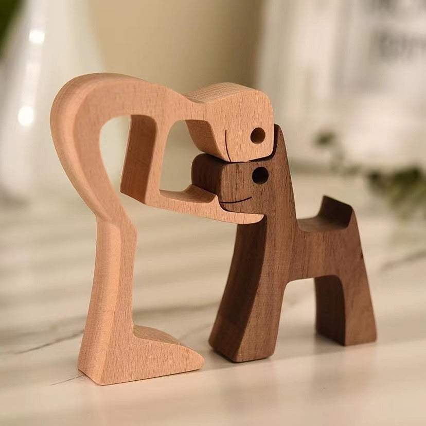 wooden dog and family member ornaments animal decorations creative desktop decoration custom children toys