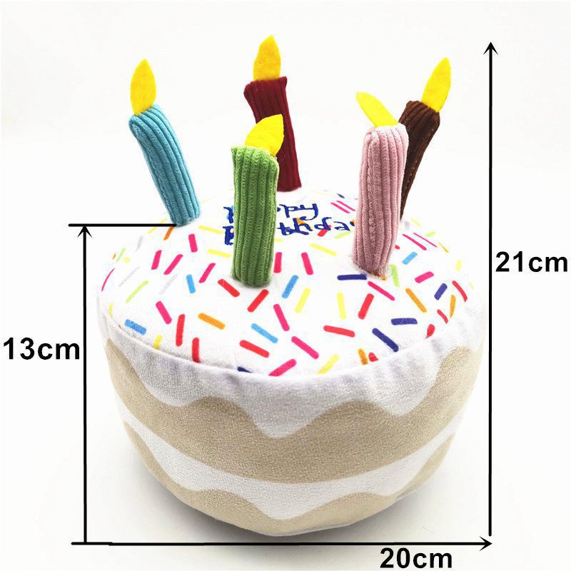 Dog Cat Birthday Cake Gift Sound Fun Toy Dog Plush Toy Pet Supplies