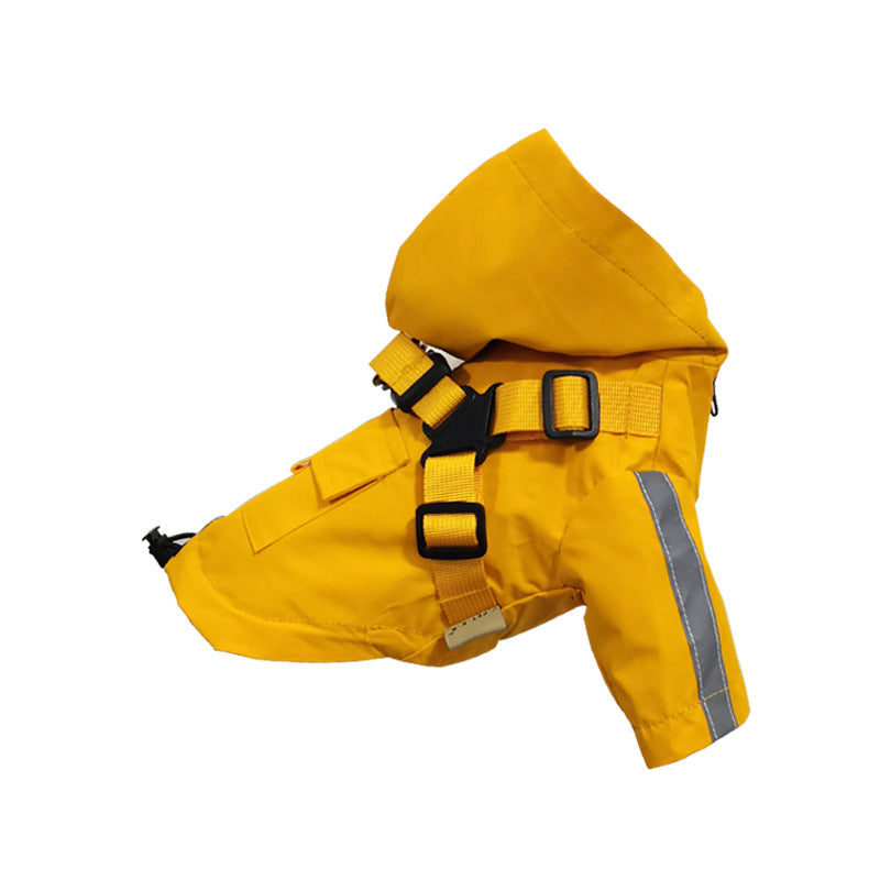 1AaB Pet Raincoat Dog All-Weather Raincoat Pu Outdoor Reflective Pet Poncho