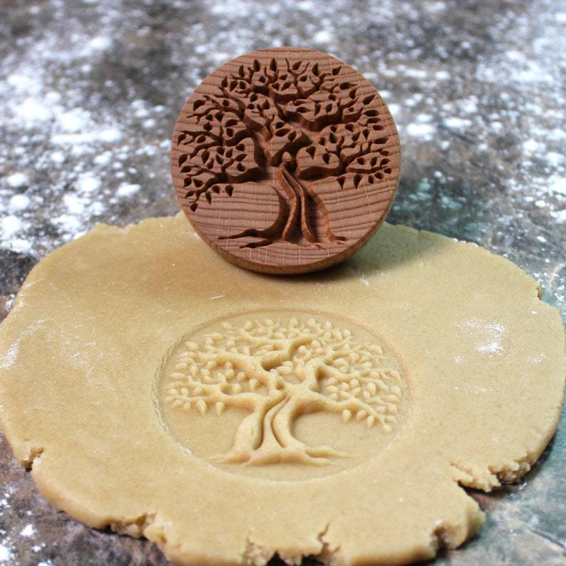 Cookie Embossing Stamp Mold Beech Postmark Stamp Wood Animal Plant Cookie Mold