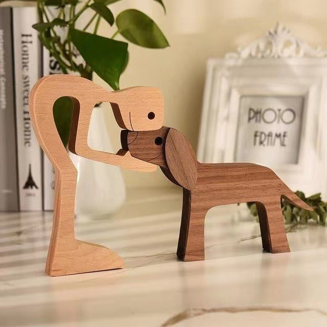 wooden dog and family member ornaments animal decorations creative desktop decoration custom children toys