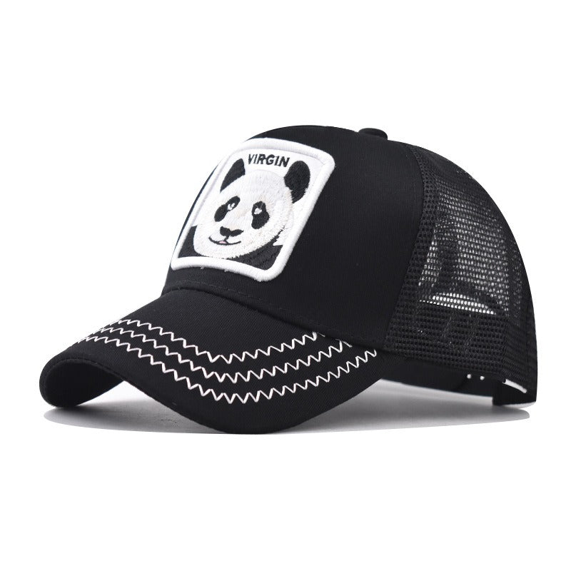 Thickened and hardened panda animal mesh cap embroidered baseball cap men and women personalized peaked cap