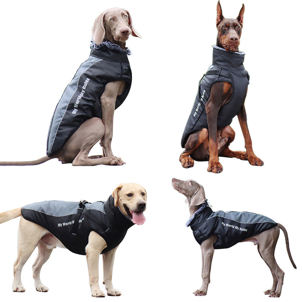 A B New Large Pet Clothes Warm Reflective Dog Clothes Thickened Dog Jackets Pet Cotton Coats