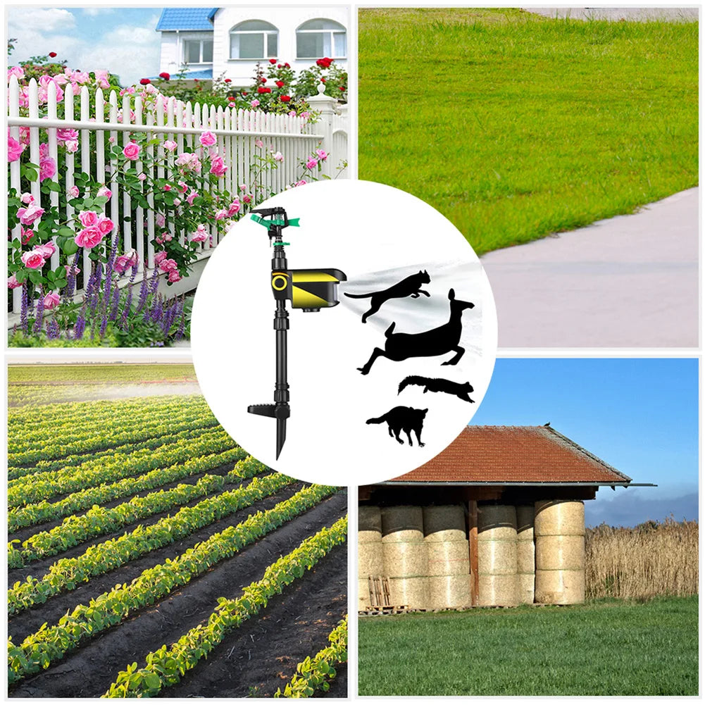 Solar Powered Motion Activated Animal Bird Mouse Repellent Garden Lawn Sprinkler invading animal away from the garden orchard
