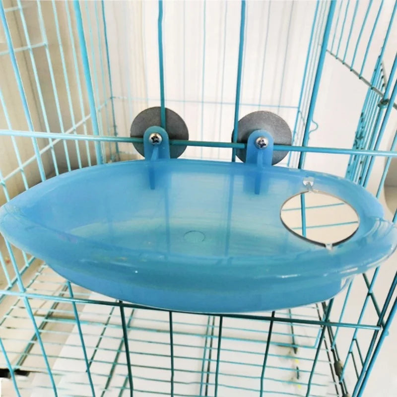 Pet Bird Bath Cage Parrot Bathtub With Mirror Bird Cage Accessories Shower Box Small Parrot Cage Pet Toys Birds Accessories