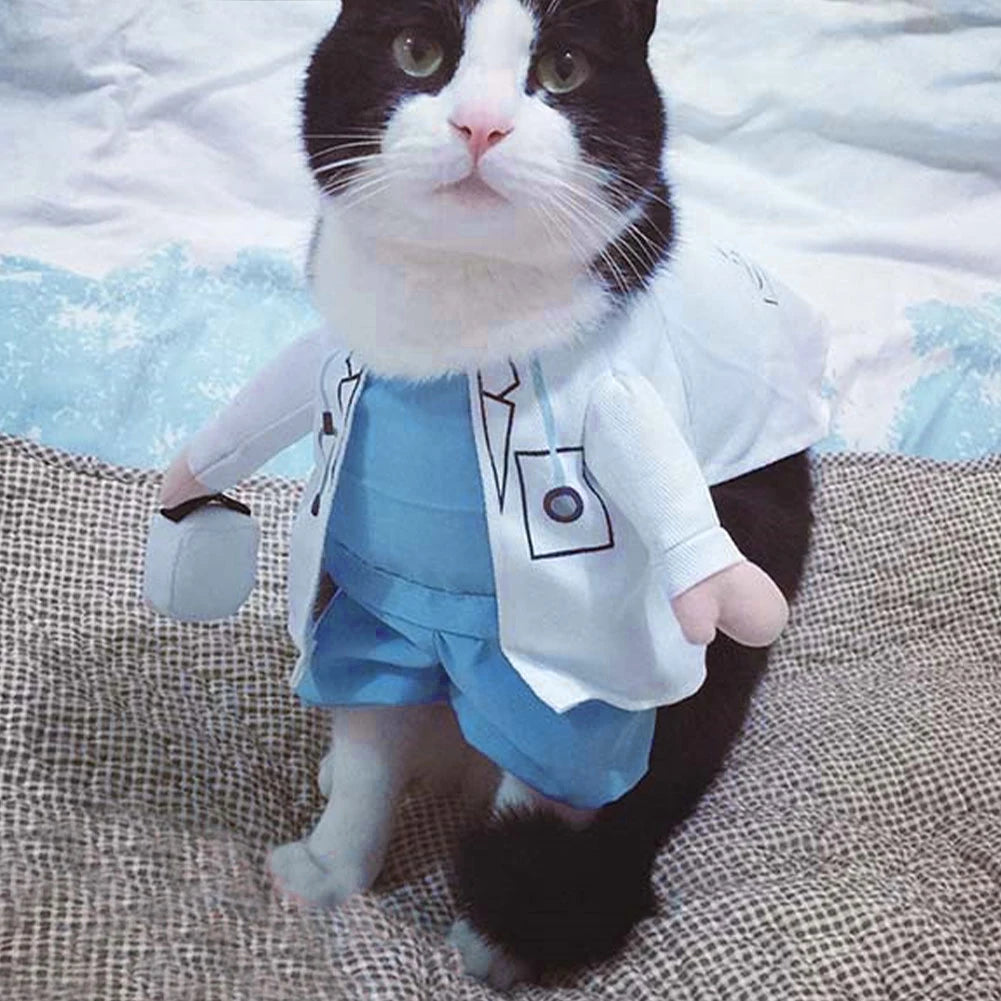 Pet Halloween Costume Dog Cat Doctor Costume Doctor Clothing Funny Cosplay Outfit Uniform Fashion Mini Pet Decoration Supplies