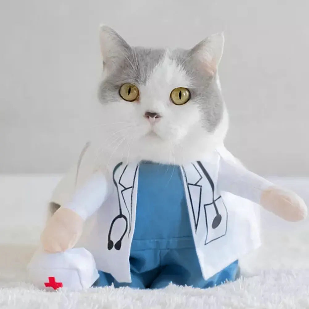 Pet Halloween Costume Dog Cat Doctor Costume Doctor Clothing Funny Cosplay Outfit Uniform Fashion Mini Pet Decoration Supplies