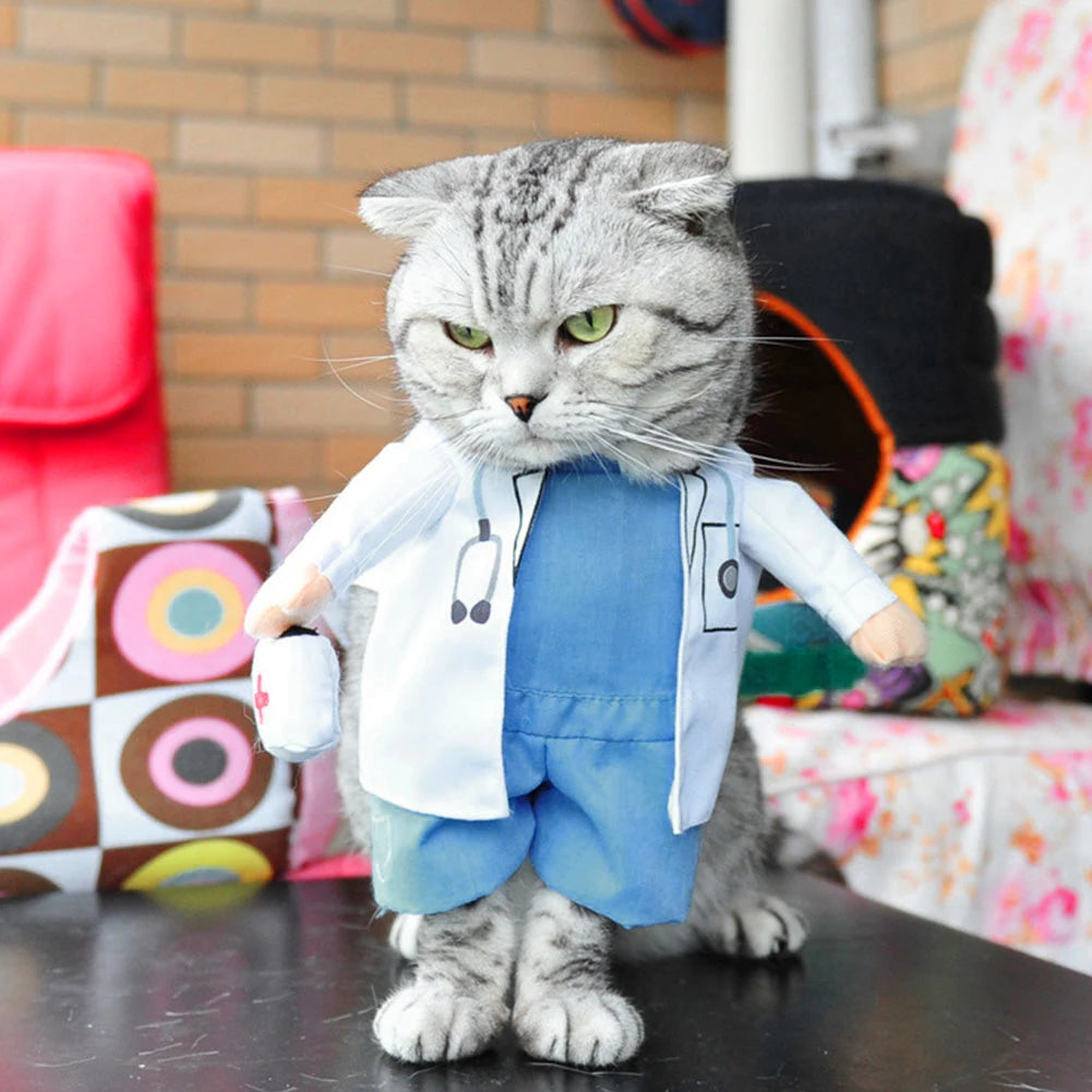 Pet Halloween Costume Dog Cat Doctor Costume Doctor Clothing Funny Cosplay Outfit Uniform Fashion Mini Pet Decoration Supplies