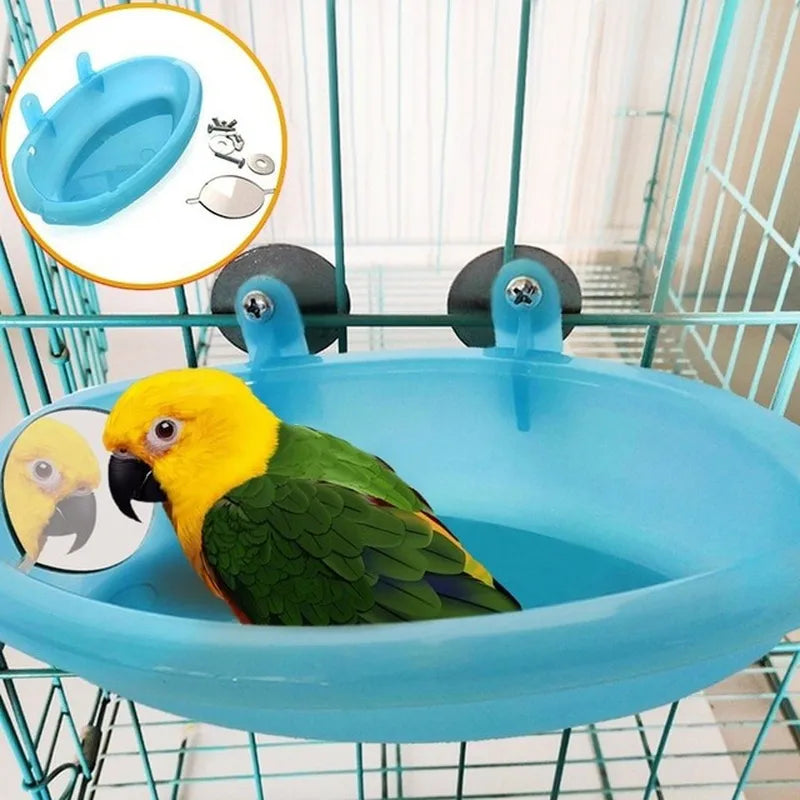 Pet Bird Bath Cage Parrot Bathtub With Mirror Bird Cage Accessories Shower Box Small Parrot Cage Pet Toys Birds Accessories