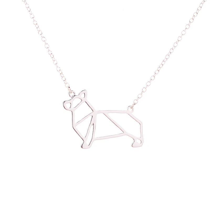 Newest Unique Origami Corgi Necklace Corgi Dog Necklace Geometric Origami Jewelry For Animal Lovers Gift