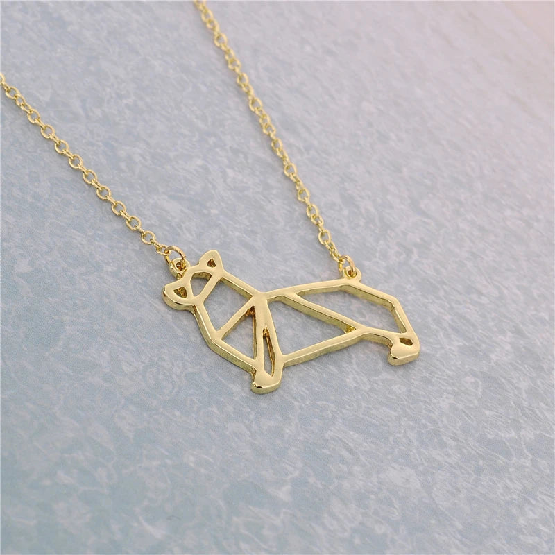 Newest Unique Origami Corgi Necklace Corgi Dog Necklace Geometric Origami Jewelry For Animal Lovers Gift