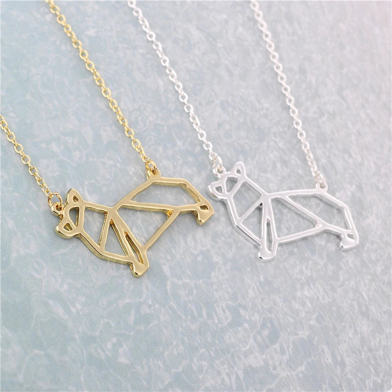Newest Unique Origami Corgi Necklace Corgi Dog Necklace Geometric Origami Jewelry For Animal Lovers Gift