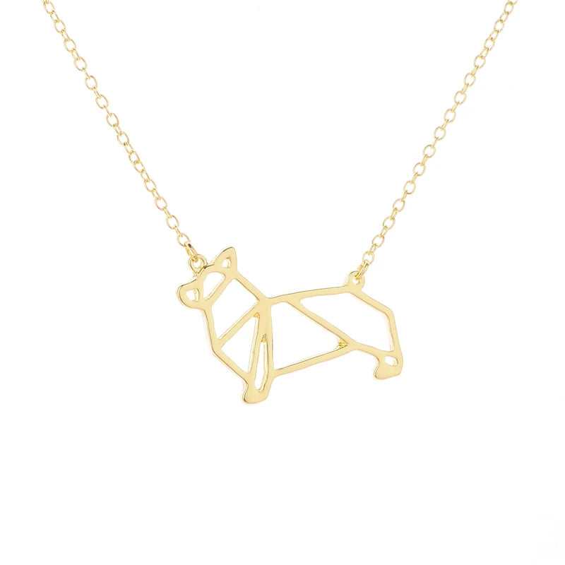 Newest Unique Origami Corgi Necklace Corgi Dog Necklace Geometric Origami Jewelry For Animal Lovers Gift