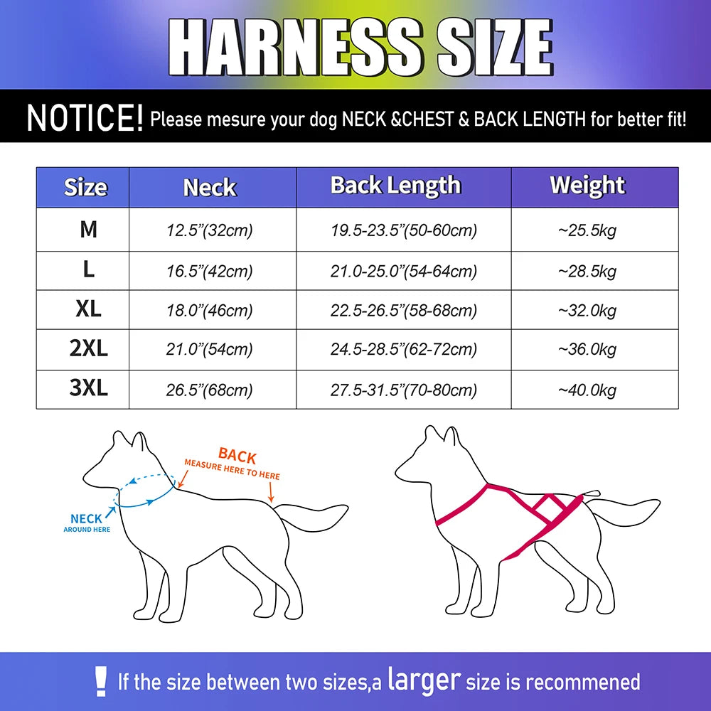 a34Dog Sled Harness Reflective Dog Weight Pulling Harnesses Adjustable Pet Training Sleding Harness For Medium Large Dogs Skijoring