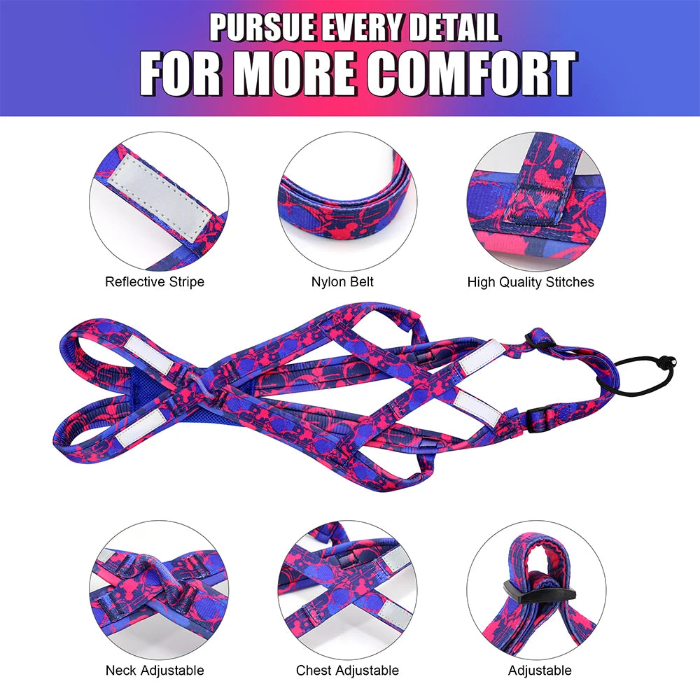 a34Dog Sled Harness Reflective Dog Weight Pulling Harnesses Adjustable Pet Training Sleding Harness For Medium Large Dogs Skijoring