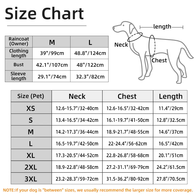 Dog Clothes Raincoat for Small Medium Large Dog Waterproof Dog Rain Jacket Transparent Hood Pet Poncho Parent-Child Pet clothing
