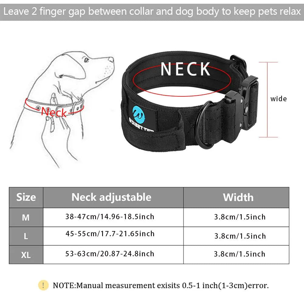 Tactical Dog Collar Leash Set K9 With Handle Military Duarable Nylon Pitbull For Medium Large Walking Training Pet Accessories